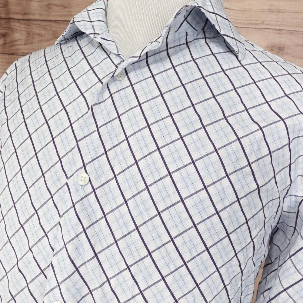 Banana Republic Shirt Mens XL White Check Long Sleeve Button-Up Cotton Casual